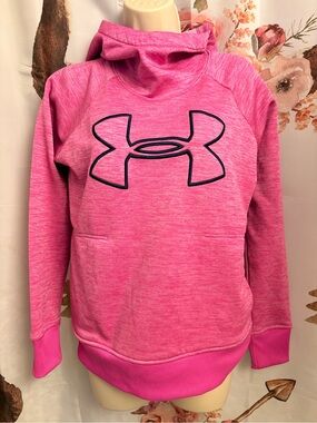 XS Under Armour Women's Hot Pink Cowl Neck Pullover with Navy Logo